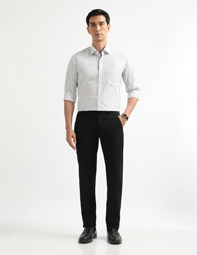 Image of Arrow Men Black Formal Trouser ARAEOTR2142