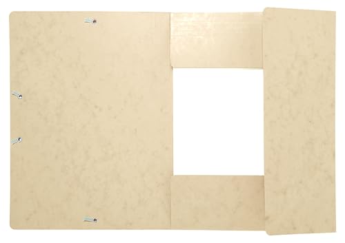 Exacompta 17104H 25er Pack Einschlagmappe aus extra starkem Colorspan-Karton für DIN A4 mit 3 Klappen und 2 Gummizügen elfenbein