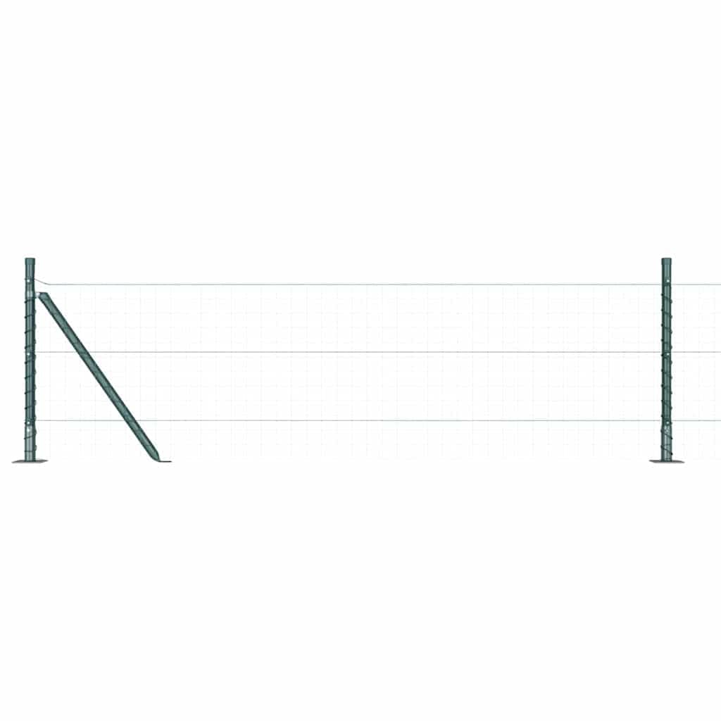 Poste Valla Base Cemento 13 Piezas Verde | Acero con recubrimiento de polvo, resistente a la intemperie, fácil instalación, para jardín y terraza
