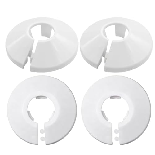 4 Pcs White Radiator Pipe Covers Durable 15mm Pipe Collars for Neat Finish Easy Snap-On Installation & Rust-Resistant Trim Rings for Radiator Pipes Home and Office Heating Decoration
