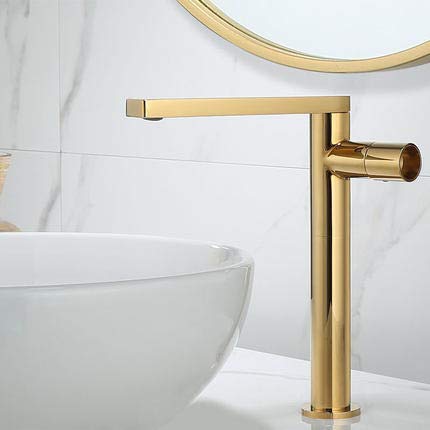 Robinet de salle de bain doré en laiton massif pour vasque haute chic