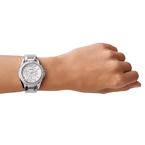 Fossil Women's Riley Quartz Stainless Steel Multifunction Watch, Color: Silver Glitz (Model: Es3202) #TOP4