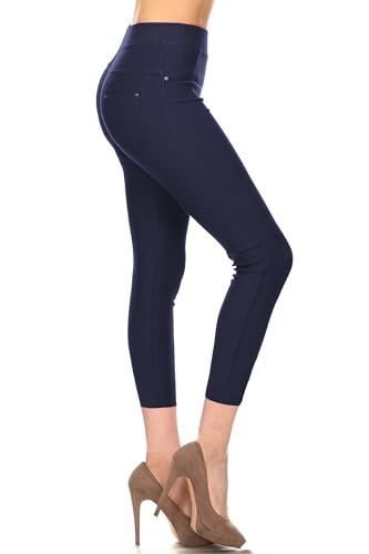 Image of Leggings Depot Women's Cotton Blend Stretch Pull-on Jeggings Casual Pants with Pockets (Available in Plus Size)