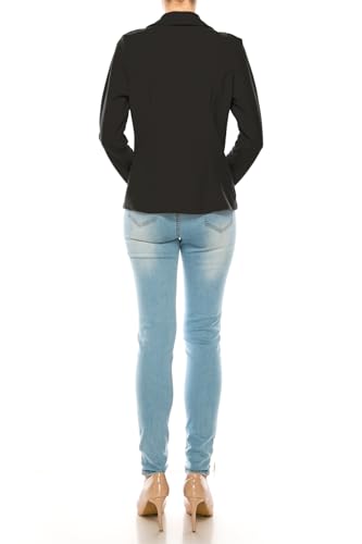 Women's Casual Solid Office Work Wear Long Sleeve Fitted Open Front Blazer Jacket3