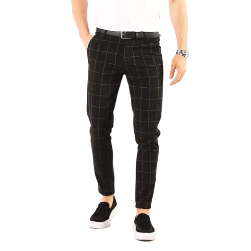 Mens Slim Fit Pants - Stretch Cotton Chinos Pants - Casual Golf Business Skinny Dress Pants for Men