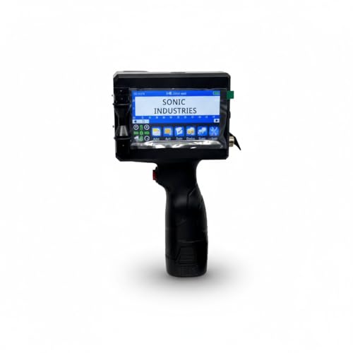 SONIC INDUSTRIES Handheld Portable Inkjet Printer for Batch and Product Label Coding Thermal Printing Machine for MRP Expiry and Barcode Applications Used in Manufacturing Plants