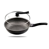KREPS® Nonstick Frying Pan Skillet, 32CM 3-Liter, Saute Pan, Stay-Cool Handle, Chef Pan Healthy Stone Cookware Cooking Pan, Induction Compatible, PFOA Free (Black)