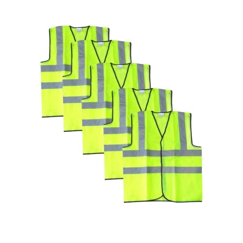 Robustt Polyster Fabric V Neck Green Reflective Safety Jacket (Pack of