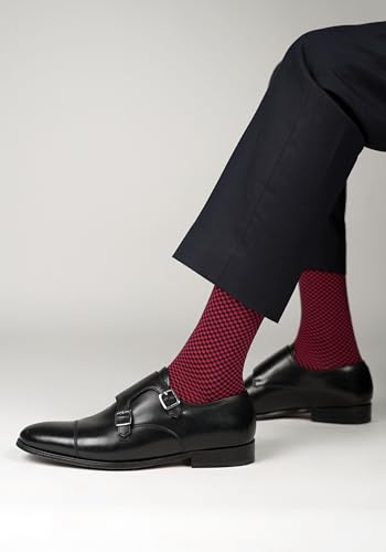 Image of Theater Men's Classic Check Socks | Premium Mercerized Cotton | Soft & Breathable | Luxury Formal & Office Wear