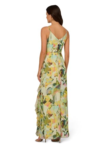 Adrianna Papell Women's Printed Strap Cascade Gown2