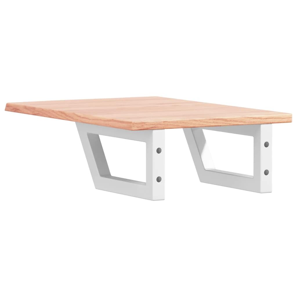 Tapa para lavabo de 40 x 60 cm, madera maciza de roble con soportes de acero blanco, diseño moderno, robusto y duradero, para baño, invitados, inodoro y baños pequeños
