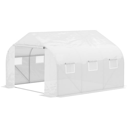 Outsunny 11.5' x 10' x 6.5' Outdoor Walk-in Greenhouse, Tunnel Green House with Roll-up Windows,...