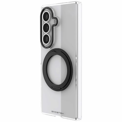 Ghostek MagKick Clear Galaxy Z Fold 8 Ultra Case with Rotating MagSafe Kickstand Ring and Built-in Front Glass Screen Protector Premium Phone Cover Designed for 2026 Samsung Fold8 Ultra (8") (Black)