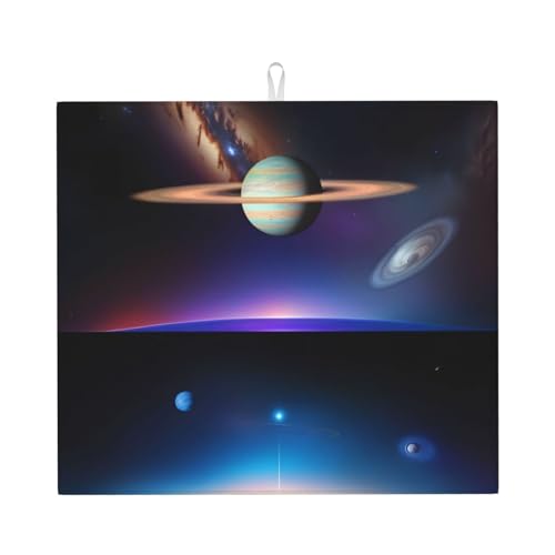 Phayah Cosmic Saturn saugfähige Abtropfmatte für Geschirrspüler, Kaffee,...
