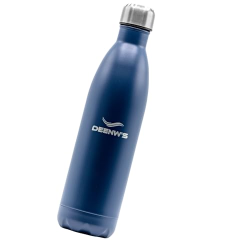Image of DEENW'S - Stainless Steel Water Bottle, Thermal Water Bottle, Double Walled, Keeps Drink Cold 24 Hours and 12 Hours Hot, BPA Free, Lightweight and Ideal for Gym and Office (Dark Blue, 500 ml)