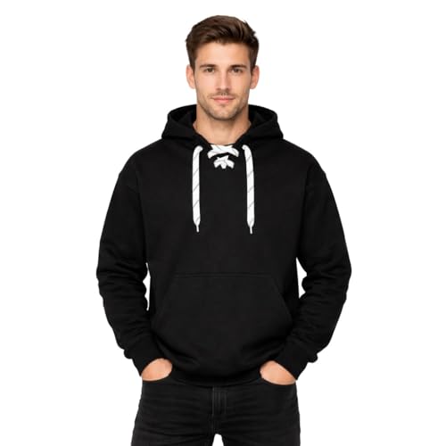 VOS Sports Unisex Hockey Lace-Up Pullover Hoodie Sweatshirt US X-Small Black (US Alpha X-Large 3X-Large Regular Regular Black)