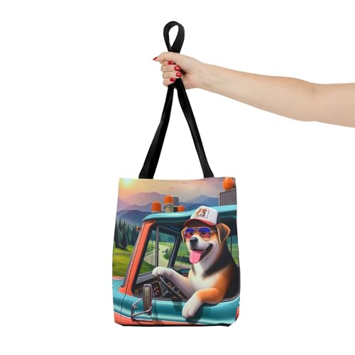 Premium Tote Bag with Reinforced Stitching - Realistic Truck Driver Dog Design4