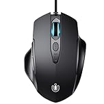 Uineer Wired Mouse, 6 Programmable Buttons, Ergonomic USB Mouse for Laptop and PC, 7200 DPI High-Precision Optical Sensor, 1.5m Long Cable, Plug & Play for Home Office, School & Gaming, Matte Black