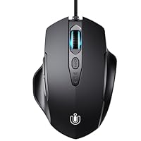 Uineer Wired Mouse, USB Wired Mouse with 6 Buttons Ergonomic design,1.5M USB Cable Computer Mice Gaming 7200DPI Optical Mice for PC Laptop, Matte Black