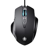 Maus Mit Kabel, ergonomisches Design, bis zu 7200 DPI einstellbar mit 6 Tasten, Computer Maus PC Laptop Computer,Plug & Play,Matte Black