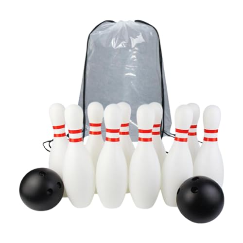 MotiveTech Children's Bowling Set with 10 Pins and 2 Balls, Includes Carrying Bag for, 25cm
