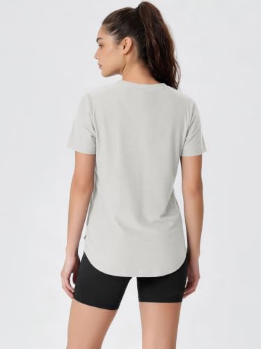Image of ODODOS Women's Short Sleeve Performance V-Neck Tunic Tops, Ultra Soft odSTRATUM Tech Tee, Side Slit Relaxed T-Shirts