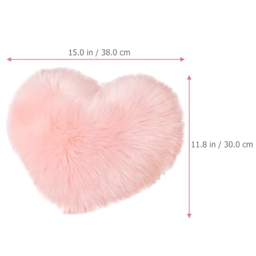 Coussin déco de salon cocooning en forme de cœur rose moelleux - 3