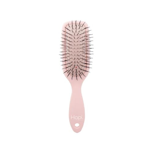 Cricket Hapi Anti-Static Joy Paddle Brush - Ultra-Soft Cushion Pad, 2-Tier Anti-Static Bristles, Gentle Detangling Hair Brush for Women, Men, and Stylists, Ideal for Fine Hair - Medium, Soft Pink