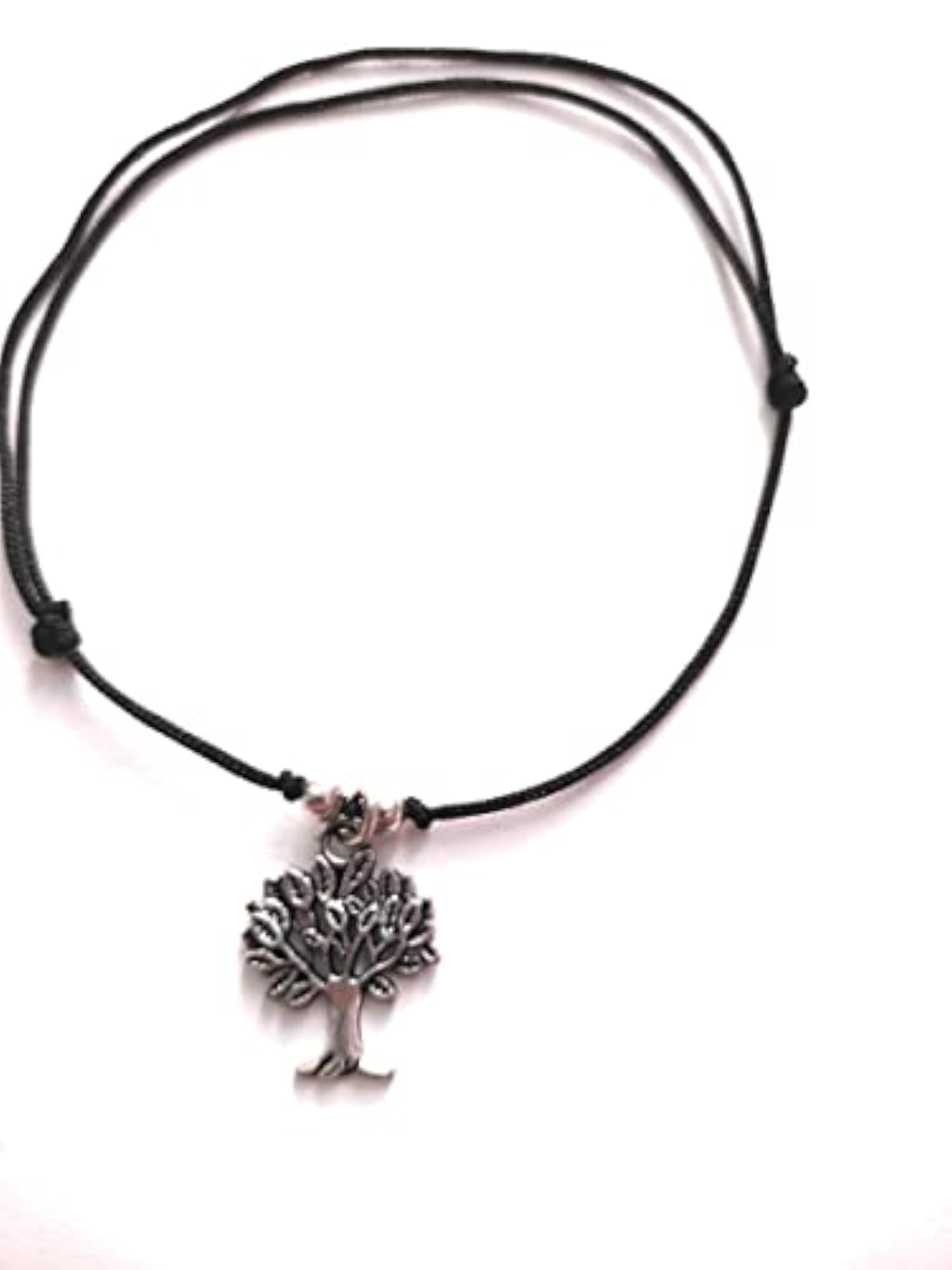 Handmade Adjustable Tree & Beads Black Thread Twisted Anklet, Free Size