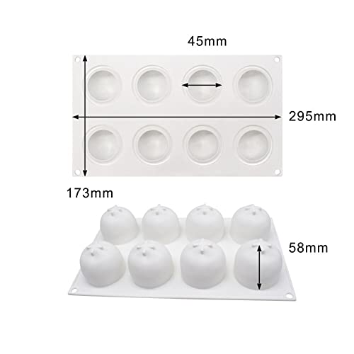 Surakey Cake Molds Baking Dessert Jelly Ice Cream 3D Fruit Shapes Silicone Mold for Chocolate Candy Pastry Truffle Pudding Jelly Cheesecake Mousse Soap, 8-Cavity Orange Mold