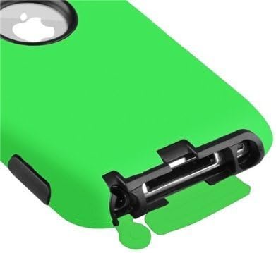 Hybrid Case Compatible with Apple iPod Touch 4th Generation, Black Hard/Green Skin