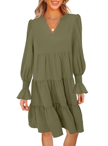 MEROKEETY Women's 2025 Long Sleeve Midi Dress V Neck...