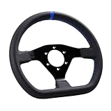 Steering Wheel 12Inch 300mm Flat Leather Universal PCD-6x70mm Compatible With Car Drift Pc Game Sport Wheels Control(Stitching blue)
