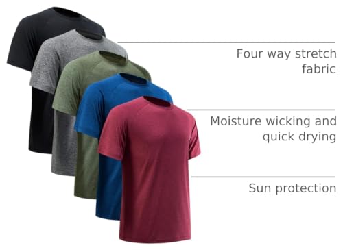 Image of Workout Shirts for Men Short Sleeve Quick Dry Gym T Shirt