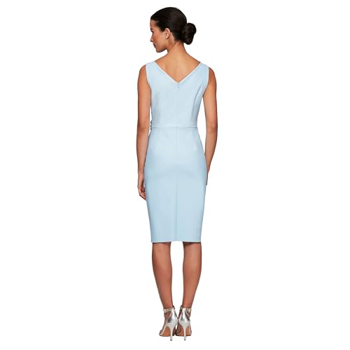 Image of Alex Evenings Women's Slimming Short Ruched Dress with Ruffle (Petite and Regular)
