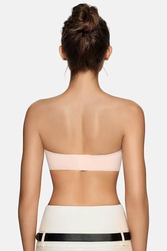 Vertvie Women's Wireless Strapless Bra Seamless Bandeau Bra Non-Slip Silicone Tube Top Push Up Comfotable Padded Bralettes (Nude,Medium)3