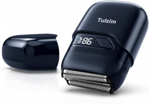 Image of Tulzim Electric Foil Shaver for Men: Portable Electric Razor for Beard /Face - 3 Floating Blade LED Display USB-C Fast Rechargeable - IPX7 Waterproof for Travel & Home,Dark Blue