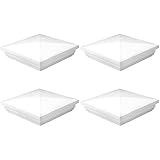 QWORK Vinyl Fence Post Cap, 4 Pack 5' x 5' PVC Square Fence Post Top Cover, England Pyramid Style, for Mailbox, Lamp Post, Deck, Dock, Piling Caps, White