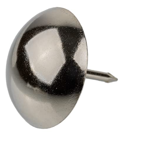 Nickel Plated Round Head Upholstery Tacks | 1" Diameter × 5/8" Long | Pack of 10 | Decorative Nail Heads for Furniture | UA-FRH1-N