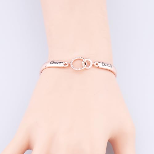 Image of BEKECH Cheerleader Coaches Cheer Coach Bracelet Jewelry for Coaches Cheer Gift for Her Appreciation Gift for Cheerleading (card-gold)