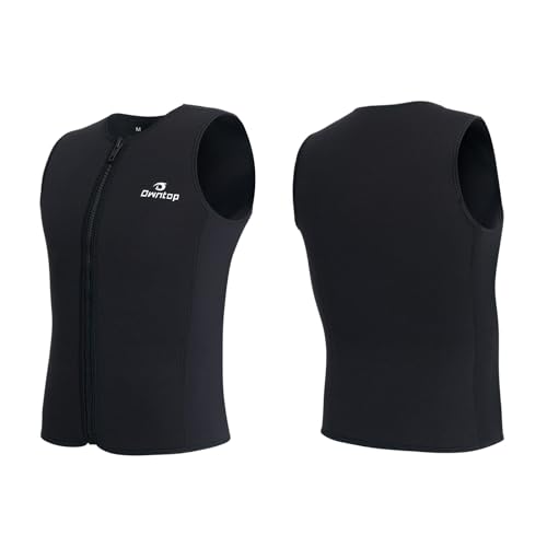 Owntop Neoprenanzug Oberteil Männer | 3mm Thermische Ärmellose Neoprenweste | Neoprenanzug Jacke | Warm Bequem | Surfen Schnorcheln Schwimmen Tauchen | Herren Schwarz L