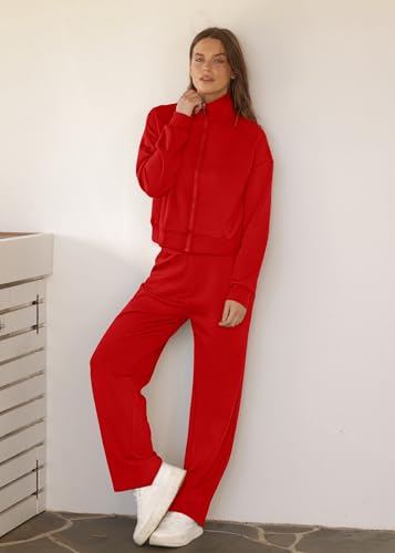 Image of XIEERDUO Lounge Sets for Women 2025 Sweatsuit 2 Piece Outfits Sweatshirt Wide Leg Sweatpant Tracksuit Matching Set