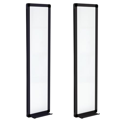 Ireer 2 Pcs Slim Skinny Whiteboard with a Tray to Do List Portable Narrow Tall Dry Erase Board for Door Wall Mounted Aluminum Magnetic Board for Home Office, 7.9"x 31.5" (Black)