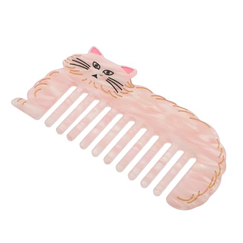 TOGEVAL Peine Antiestático para Niñas y Mujeres Peine de Dientes Anchos de Ácido Acético Engrosado Rosa Diseño de Gato Adecuado para Cabello Rizado Seco y Húmedo Accesorios para Gatitos