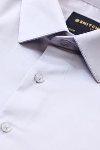 Image of SNITCH Men Formal Shirt | Slim Fit Full Sleeve Classic Collar Solid Pattern | Premium Cotton Blend & Breathable Fabric for Office