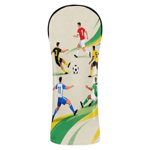 Color Footballers Illustrations Golf Head Cover Set Pu