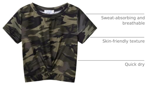 Image of Arshiner Girls Casual Tie Dye Short-Sleeve T-Shirt Cute Print Summer Blouse for Girls Twist Front Tunic Tee Tops