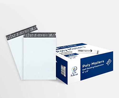 Pacific Pelican's Poly Mailer Bag 6X9 inches Self Sealing Shipping Bags, 2.5 Mil Durable Mailing Envelopes, Packing and Shipping Bag (1000, 6X9)