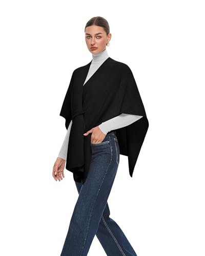 PULI Womens Crossover Front Shawl Wraps Chunky Warm Knit Travel Poncho Shawls for Fall Winter2