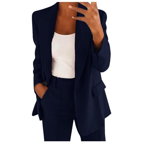 Aniywn Blazer Sets Women 2 Piece Outfits Dressy Business Work Jacket Outfits Casual Pant Suits Plus Size Wide Pants Suit Set